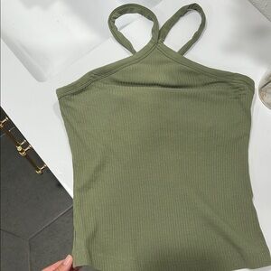 Old Navy Green Ribbed Tank Top Fitted Style